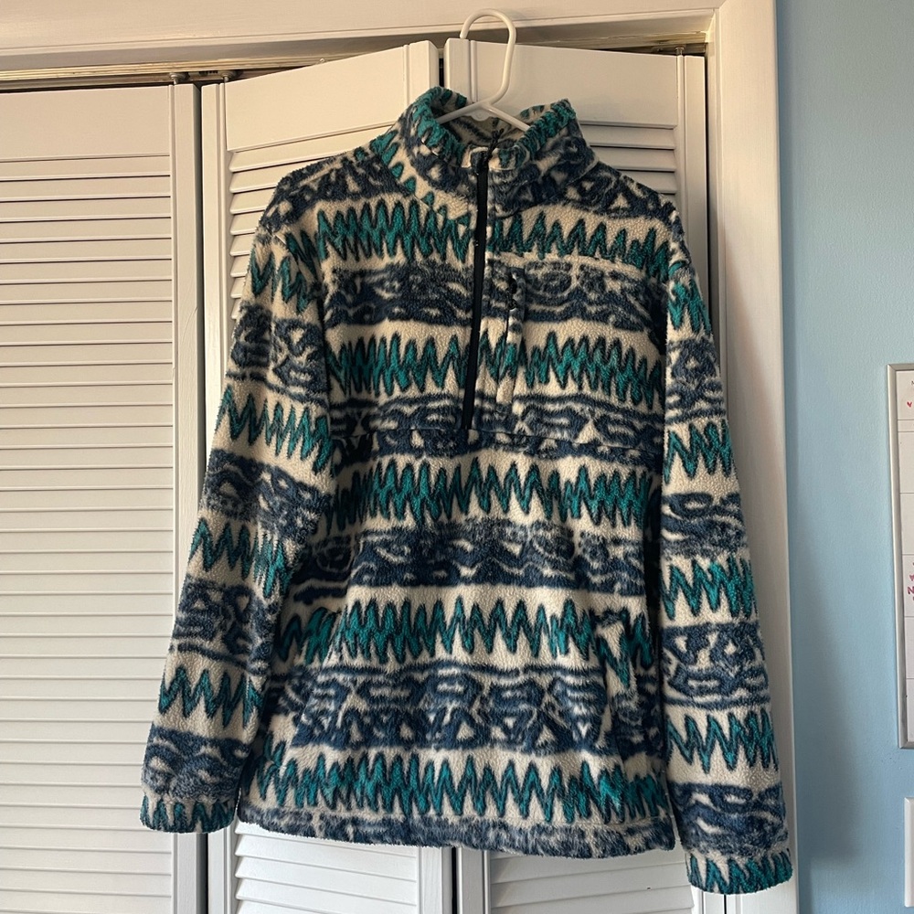 Billabong Teal and Cream Fleece Pullover - Adventure Division